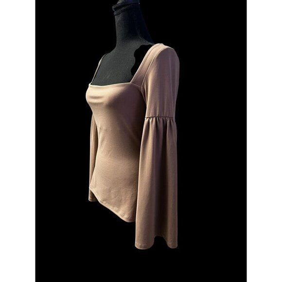 Susana Monaco Bell Long Sleeve Top Women SM Beige chestnut scandi minimalist - Picture 2 of 7